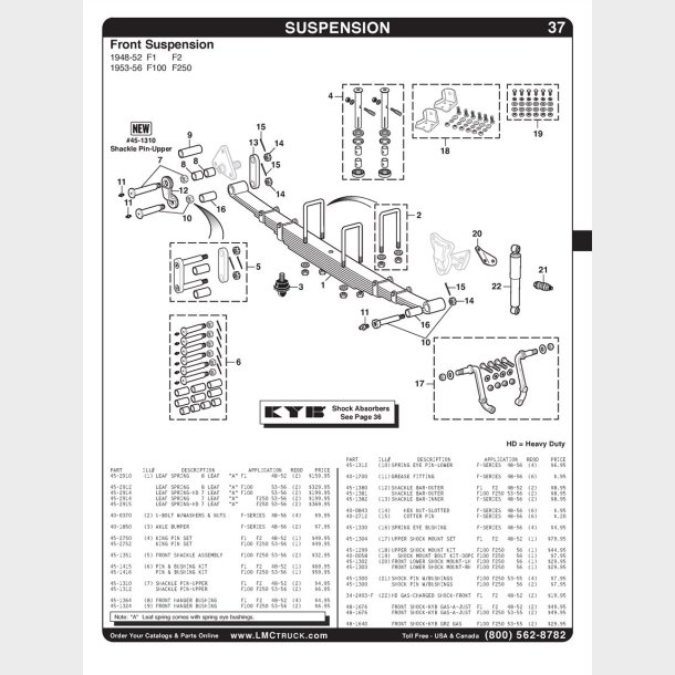 U-b�jler/Drageb�nd til bladfjeder Ford F serie 1948 til 1956 (LMC 40-0370)