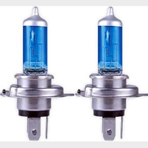 Forlygtep�re halogen 100/90 watt s�t m. 2 stk. n�r & fjernlys H4 Blue