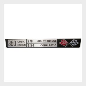 Specifikations plade konsol 350ci/8.5:1 1973-74