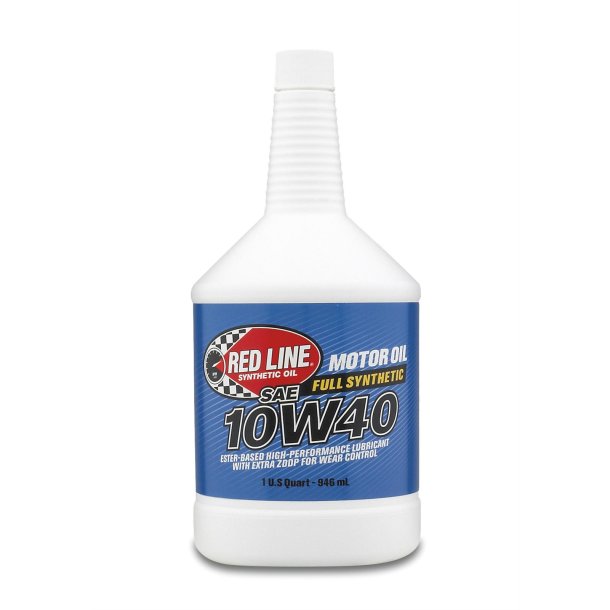 Red Line Motorolie 10W40 Full Synthetic med forhjet zink 1 qt. (Red Line 11404 / 11409)