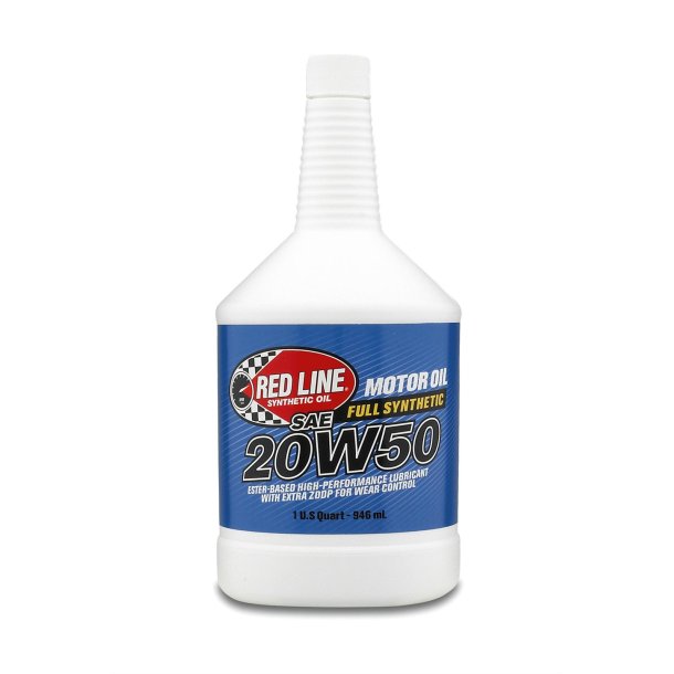 Red Line Motorolie 20W50 Full Synthetic med forhjet zink (Red Line 12504 / 12509)