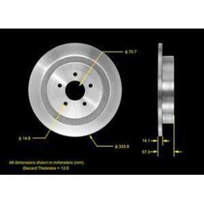 Bremseskive bag Lincoln Town Car Limo 2003 til 2010 dia. 335mm. (Bendix PRT5380 - AX54102 - 126008)