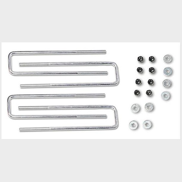 U-b�jler/Drageb�nd til bladfjeder med square top s�t m. 4 stk. Tyk 9/16" Lang 14,625" Bred 2,75"