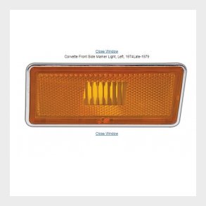 Corvette Side markerings lygte, Venstre front 1974-1979