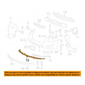 Liste i forkofanger Cadillac CTS 2008 til 2009 (GM 25896040)