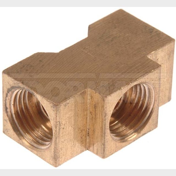 Fitting Inverted Flare Female Brake Line Tee, 1/4" Tube, All Ports 7/16"-24