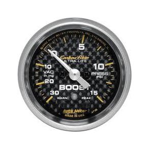 Auto Meter Carbon Fiber Vaccum/trykmler 2-1/16