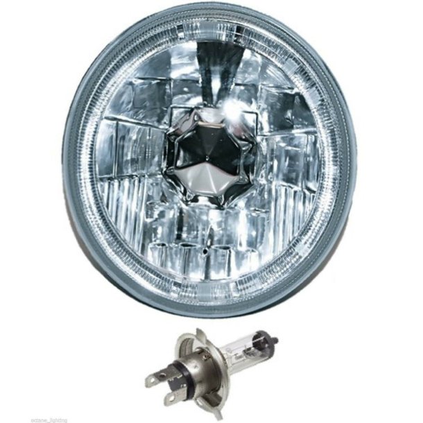 Forlygte 5-3/4" H4 klar m/halo