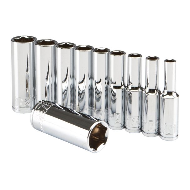 V�rkt�j, 6 kantet 1/4" lange toppe i tommer s�t 10 dele (Pittsburgh 61333 32174) 1/4In Drive Deep