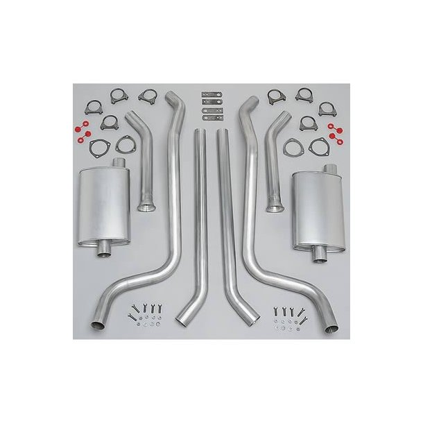 Udstdningsst rustfri 2-1/2" Header-Back Dual Exhaust Systems GM mid size 1963 til 1981 (SUM680101)
