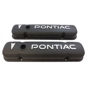 Ventildksler sort alu. med logo Pontiac 325 til 455 (RPC R6520)