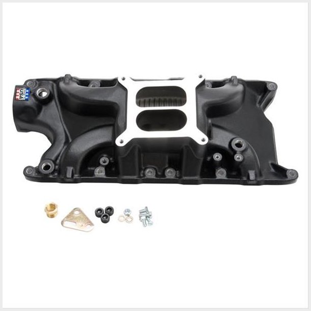 Indsugningsmanifold RPM 'Black Coated' Edelbrock Ford S/B V8 260,289 &amp; 302" 1965 til 1973 
