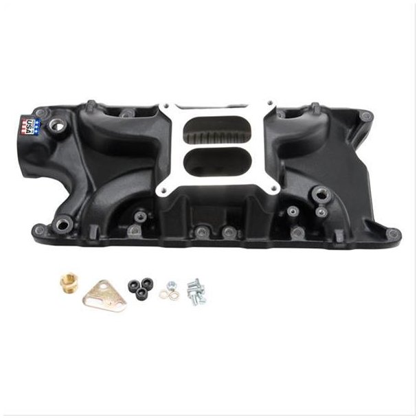 Indsugningsmanifold RPM 'Black Coated' Edelbrock Ford S/B V8 260,289 &amp; 302" 1965 til 1973 