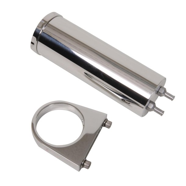 Overflow Tank, 15 oz. Round Smooth, Aluminum Polished, 5/16 in. Hose B (Billet Specialties BLK77109)