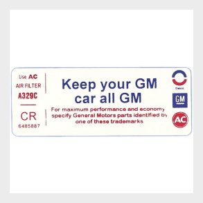 Klisterm�rke til luftfilter ''Keep Your Car'' 1972