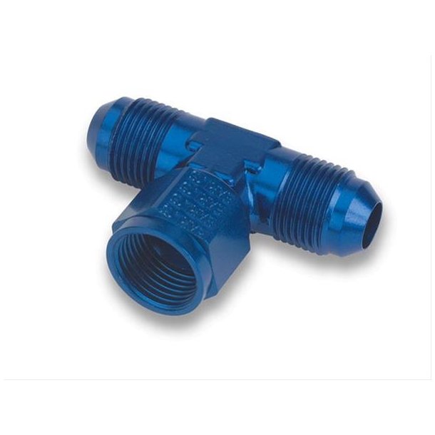 Fitting, Adapter, AN Tee with Female Swivel On Side -8 AN, Aluminum, Blue