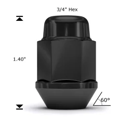 Hjulmtrik 1/2" sort chrome lukket