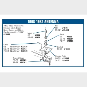 Antenne Mast 1969-1982 Corvette (ECK120399 TFA1802) Antenna mast