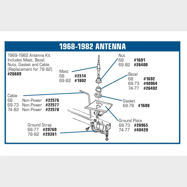 Antenne Mast 1969-1982 Corvette (ECK120399 TFA1802) Antenna mast