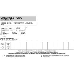 Udst�dningss�t fra kat og bagud. Chevrolet Astro 4,3 V6 1996 til 1999