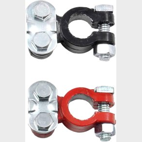 Batteri polsko s�t lav model. Plus & minus,  r�d og sort farve (Battery Terminal Set BT01-01C) 