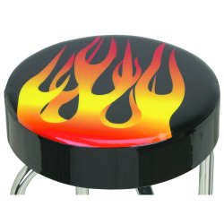 Bar/Garage stol Flammer, sort vinyl med chrome ben - Garage stool
