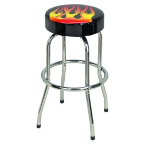 Bar/Garage stol Flammer, sort vinyl med chrome ben - Garage stool
