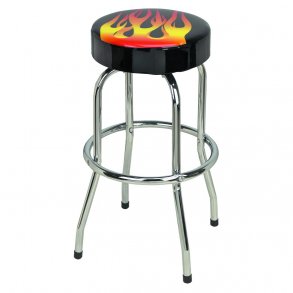 Bar/Garage stol Flammer, sort vinyl med chrome ben - Garage stool