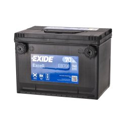 Batteri 12V 70AH &amp; koldstart 740SAE med side poler, Exide VAEXIDEEB708