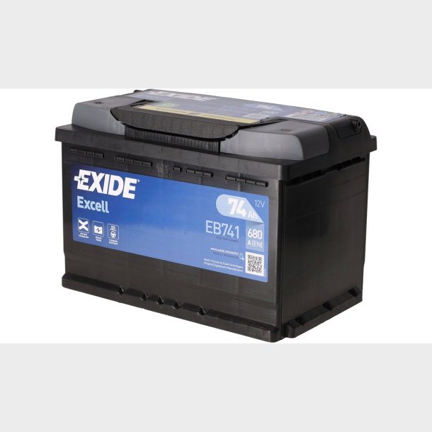 Batteri Exide 74AH &amp; koldstart 680SAE (Batteri med top poler) Starting battery EXCELL EB741