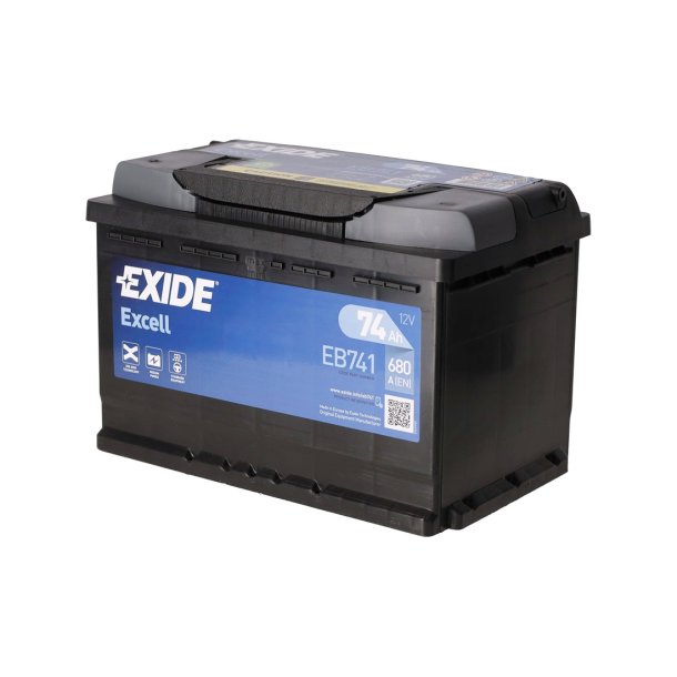 Batteri Exide 74AH &amp; koldstart 680SAE (Batteri med top poler) Starting battery EXCELL EB741