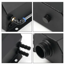 Overflow Tank, Black Universal 2L Aluminum Coolant Radiator Overflow Reservoir Expansion Tank, OCC078-BK