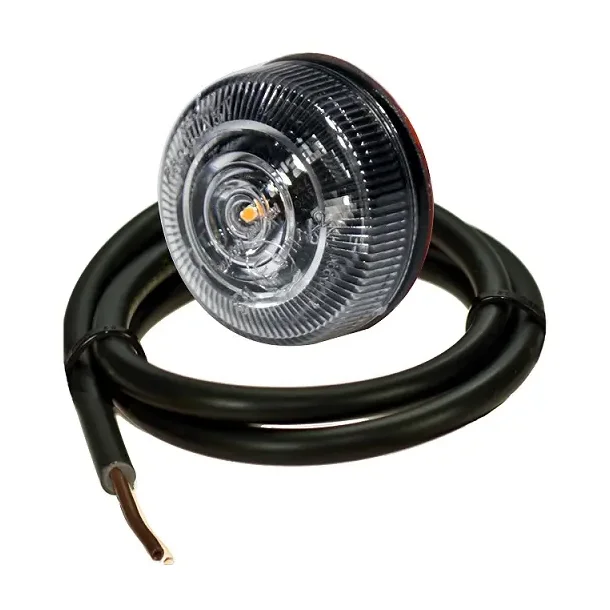 2 Stk. Blinklys med klart glas, rundt &amp; 27,1 mm. i dia meter, LED Sideblink, klar