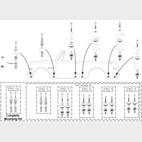 Body mount s�t Chevrolet Blazer 1969 til 1972 (LMC Truck 30-0117) Complete Mounting Kits