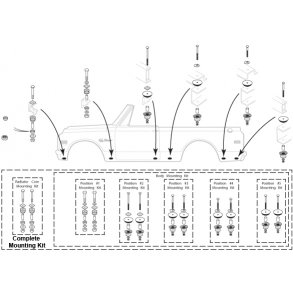 Body mount st Chevrolet Blazer 1969 til 1972 (LMC Truck 30-0117) Complete Mounting Kits