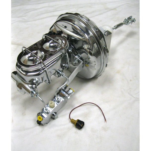 Bremseforstrker 9" universal incl. hovedcylinder i chrom, Power Brake Booster Convers