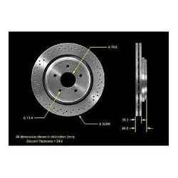 Bremseskive bag Chevrolet Corvette &amp; Cadillac XLR 2005 til 2012 (Bendix PRT5663 - AX900972)