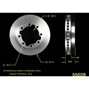 Bremseskive for Dodge & GM truck 1990 til 2000 (AutoExtra AX55028P - Bendix PRT1770)