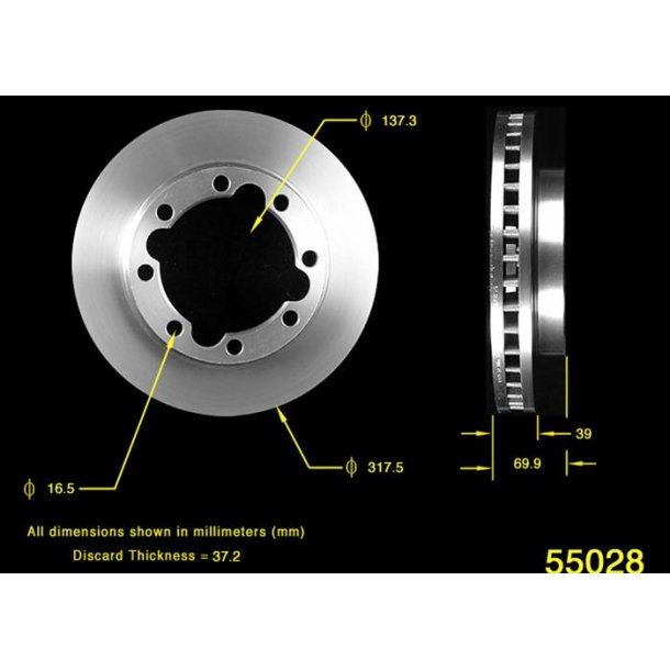 Bremseskive for Dodge &amp; GM truck 1990 til 2000 (AutoExtra AX55028P - Bendix PRT1770)