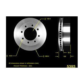Bremseskive for Dodge Ram 2500/3500 2000 til 2002 (Bendix PRT5283 - AX5393)