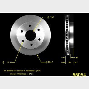 Bremseskive for GM 1999 til 2006 (B125654 PRT5259 AX55054 12166040 BD125654E) Brake rotor