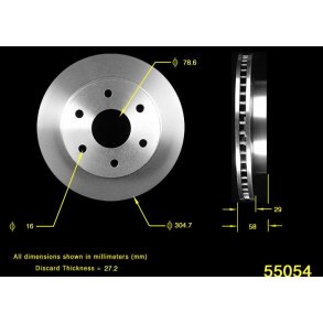 Bremseskive for GM 1999 til 2006 (B125654 PRT5259 AX55054 12166040 BD125654E) Brake rotor