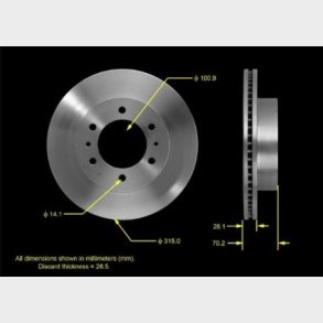Bremseskive for Hummer H3 2006 til 2010 (Bendix PRT5608 - AX900376)