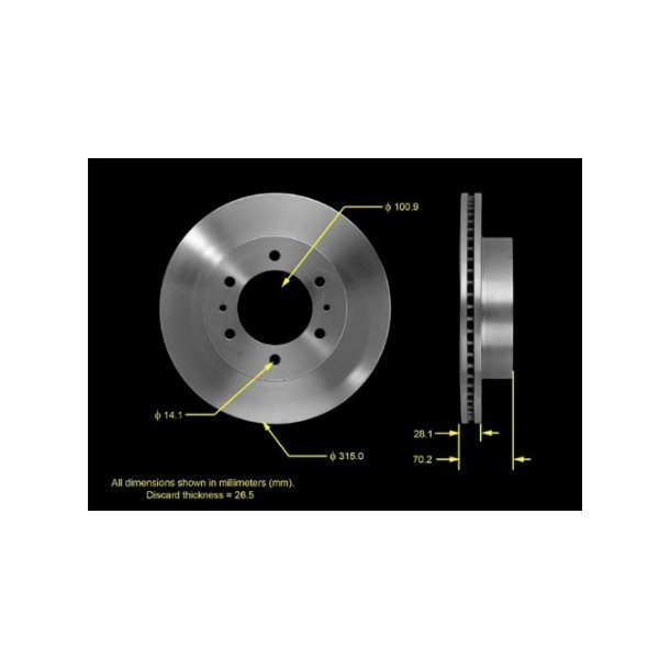 Bremseskive for Hummer H3 2006 til 2010 (Bendix PRT5608 - AX900376)
