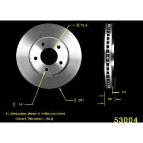 Bremseskive for Chrysler Voyager Benzin (US model skive dia 280,94mm.) 12167049 ax53002