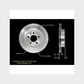 Bremseskive bag Chrysler & Dodge 2005 til 2013 (Bendix PRT5568 AX53024)
