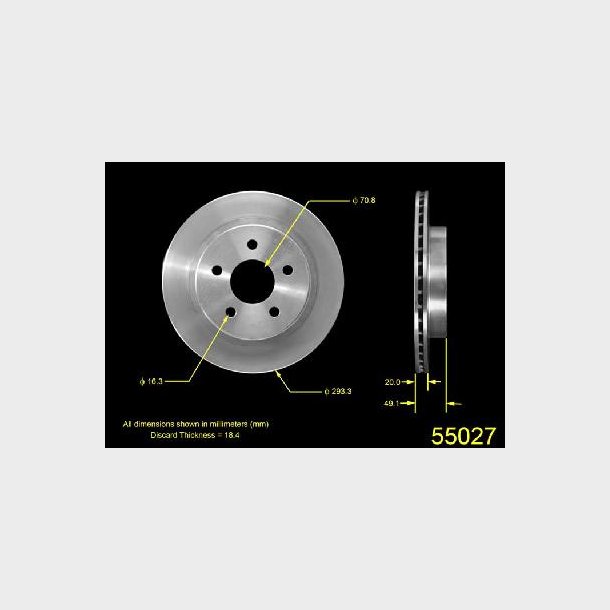 Bremseskive bag Chevrolet &amp; Pontiac 1993 til 1997 (141888 - PRT1888FC - 56407R - AX55027 - 125341) 