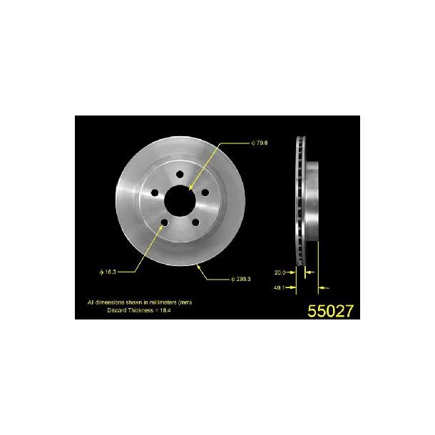Bremseskive bag Chevrolet &amp; Pontiac 1993 til 1997 (141888 - PRT1888FC - 56407R - AX55027 - 125341) 