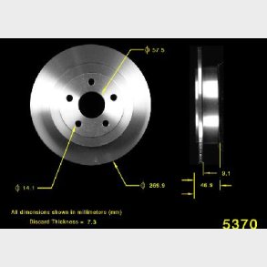 Bremseskive bag Chrysler & Dodge 1995 til 2010 (12163054 - PRT5051 - 145051 - AX53008)