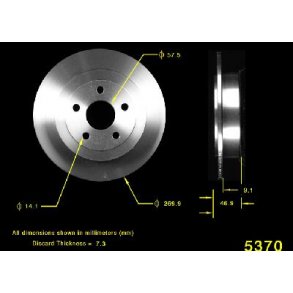 Bremseskive bag Chrysler & Dodge 1995 til 2010 (12163054 - PRT5051 - 145051 - AX53008)